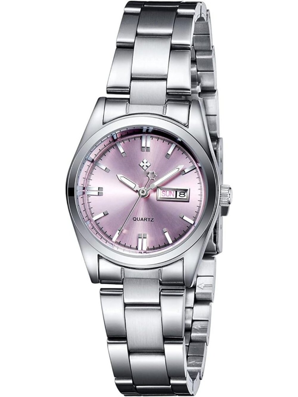 Women's Pink Analog Quartz Silver Stainless Steel Luminous Waterproof Watch